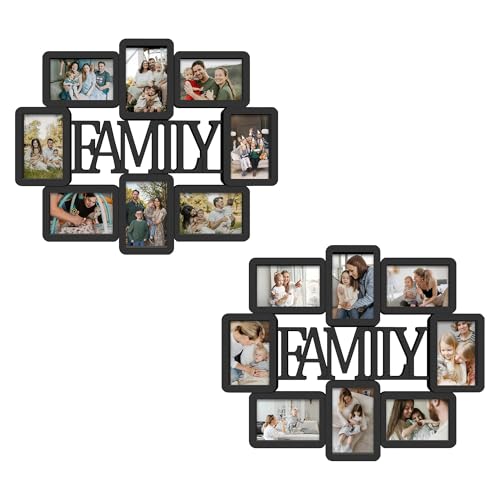 Jerry & Maggie 8 Opening Family Photo Frame 4×6 Frames Family Wall Decor, PVC Gallery Picture Frames Collage Wall Decor for 4×6 Pictures, Stylish & Durable, Black/2 Pack - color: Black*2 Pack, size: Family/ Cut-Out