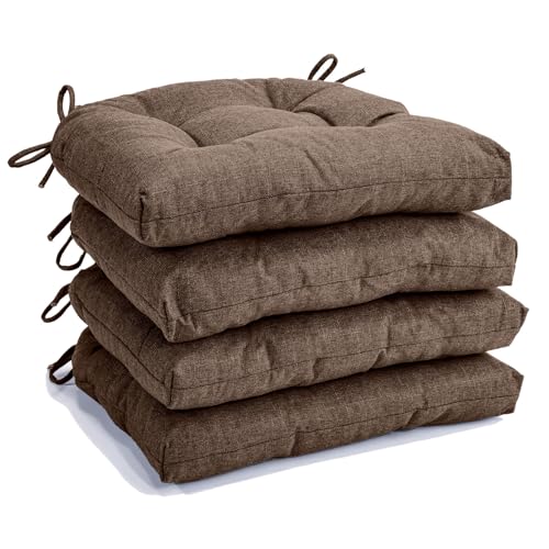 Chair Cushions for Dining Chairs Set of 4, Kitchen Chair Pads | Non Slip Chair Cushions with Ties, Tufted Memory Foam Seat Chair Pads, Dark Coffee - color: Dark Coffee, size: Pack of 4