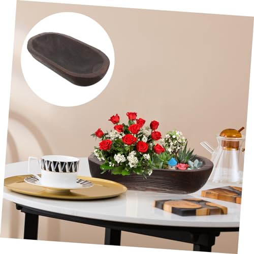 Vaguelly Rustic Wooden Bowl Decorative Centerpiece Bowl for Table Decor Versatile Farmhouse Style for Dining Table Elegance
