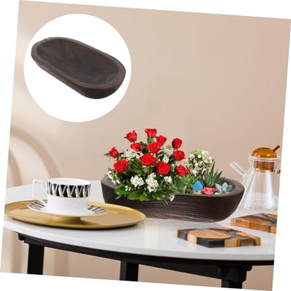 Vaguelly Rustic Wooden Bowl Decorative Centerpiece Bowl for Table Decor Versatile Farmhouse Style for Dining Table Elegance