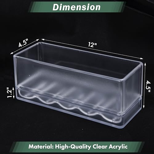D'vine Dev Rectangular Planter, 12 x 4.5 in, Clear, Set of 1, 76-X-D-1 | Minimalist Design, Large Planting Capacity, Drainage Holes & Saucer, Thick-Walled Durable Build, Ideal for Windowsills - color: Clear