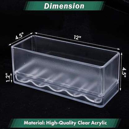 D'vine Dev Rectangular Planter, 12 x 4.5 in, Clear, Set of 1, 76-X-D-1 | Minimalist Design, Large Planting Capacity, Drainage Holes & Saucer, Thick-Walled Durable Build, Ideal for Windowsills - color: Clear