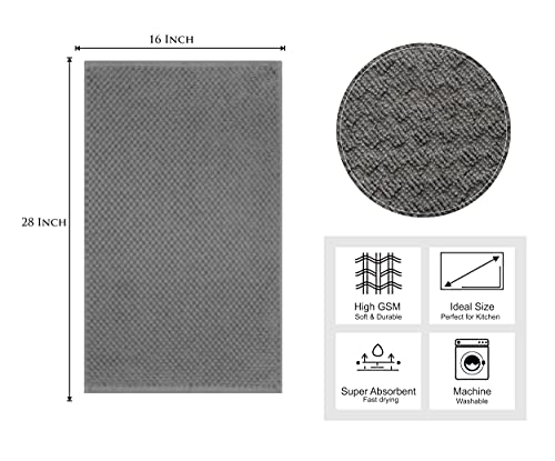 COTTON CRAFT Amazing Kitchen Towel - 12 Pack 100% Cotton Waffle Terry Towel | Charcoal - 16x28 Euro Café Waffle Weave Dish Towels - Soft Absorbent Quick Dry Low Lint Reusable Pantry Bar Cleaning Cloth - color: Charcoal, size: 12 Pack