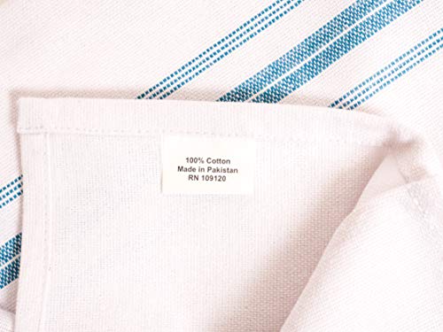 KAF Home Classic Farmhouse Stripe Kitchen Towels, Pure Cotton Dish Towels, Towel Dish Cloths for Cooking, Cleaning, and Dining, Set of 12, Teal - color: Teal