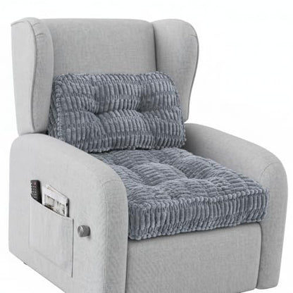Recliner Cushions with Lumbar Support Pillow Set for Elderly | 20x20x5 Inch Recliner Seat Cushion Tufted, Large Square Seat Cushion Non-Slip Reduce Hip & Lumbar Pain - color: Light Grey Seat&lumbar