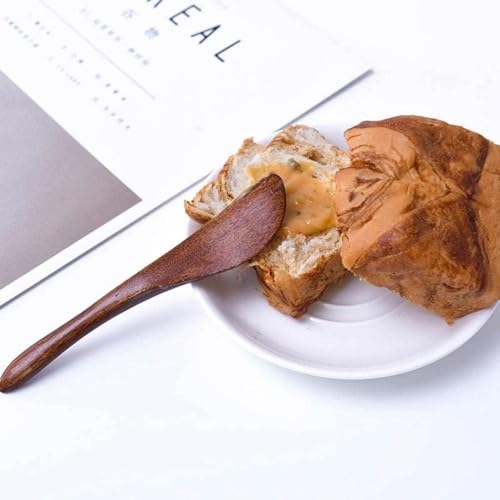 GANPUB 2 Pcs Mini Butter Spatula,Wooden Butter Knives Cheese Spreader Jam Knives Cake Knives for Kitchen Tool Flatware