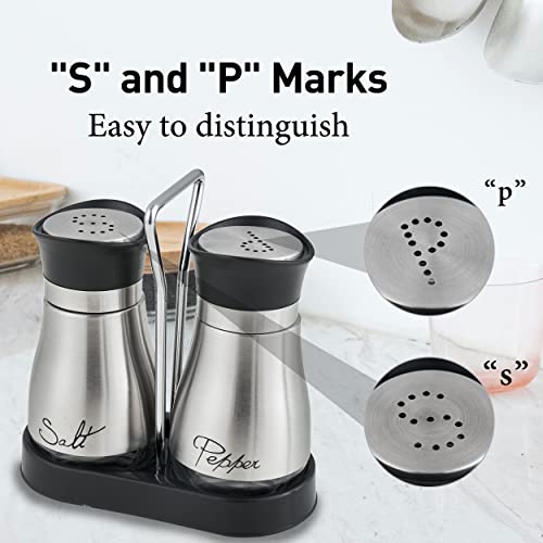 Salt and Pepper Shakers Set | Stainless Steel with Glass Bottle for Table, RV, Camp, BBQ, Set of 2, Sliver - color: Sliver