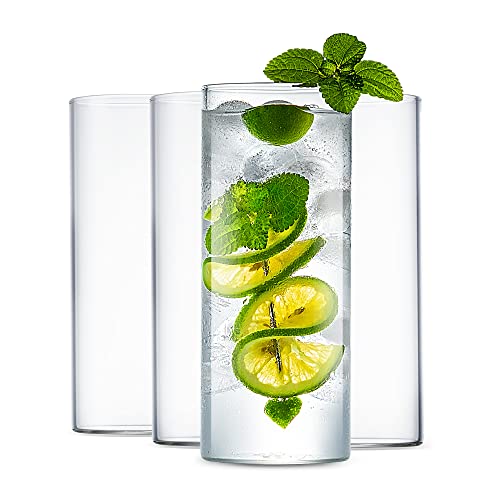 LUXU Drinking Glasses 12 oz,4pcThin Highball Glass,Clear Tall Beer Glass | Lead-Free Glassware,Clear Everyday Drinkware,Water Glasses,Mojito Glass Cups,Bar Glassware,and Mixed Drink Cocktail Glass Set - style: 12 OZ highball glass