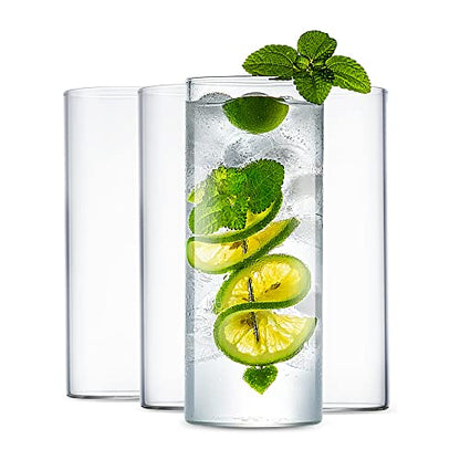 LUXU Drinking Glasses 12 oz,4pcThin Highball Glass,Clear Tall Beer Glass | Lead-Free Glassware,Clear Everyday Drinkware,Water Glasses,Mojito Glass Cups,Bar Glassware,and Mixed Drink Cocktail Glass Set - style: 12 OZ highball glass