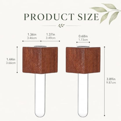 WLLHYF Magnetic Test Tube Flower Vases for Refrigerator Set of 2 Wooden Fridge Magnet Planters with Glass Tubes Propagation Station for Hydroponic Display (No Plant Included)