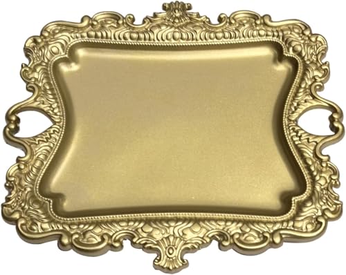 1 Pack Vintage Gold Jewelry Dish Brushed Gold Jewelry Trays ideal for holding jewelry rings and large jewelry storage trinkets. - color: Brushed Gold, size: Big:8"(203mm)*7"(178mm)*0.6"(15mm)