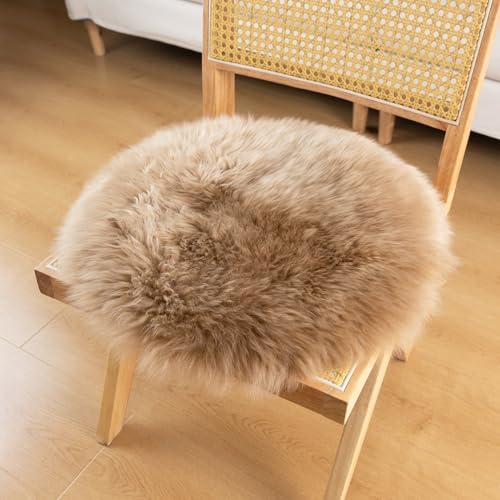 LLB Sheepskin Chair Pads - Office & Dining Room Chair Cushion - Tan, 16.5" Round (Pack of 1) - color: Tan, size: Round 16.5" (Pack of 1)