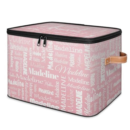 Custom Storage Basket with Name, Personalized Keepsake Box,Pink | Foldable Fabric Gradient Large Memory Bin with Handle Lid Lightweight Waterproof Dustproof, 14"L x 10.2"W x 10.4"H - color: Option 20