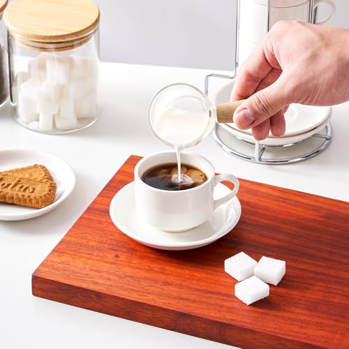 2.5oz Espresso Cups Set of 4, Small Stackable Coffee Cups with Saucers and Metal Stand, Ceramic Demitasse Cups, Cappuccino Cups for Coffee Drinks, Latte, White - color: White, size: 2.5oz