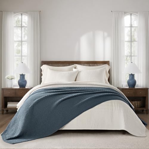 EVERGRACEHOME Chunky Chenille Knit Throw Blanket, 108x92, Stormy Blue | Sculpted Moss Stitch, Chic Modern Farmhouse, All-Season Warmth, OEKO-TEX® Certified, Oversized King for Couch, Bed, Sofa - color: Stormy Blue, size: 108" X 92"