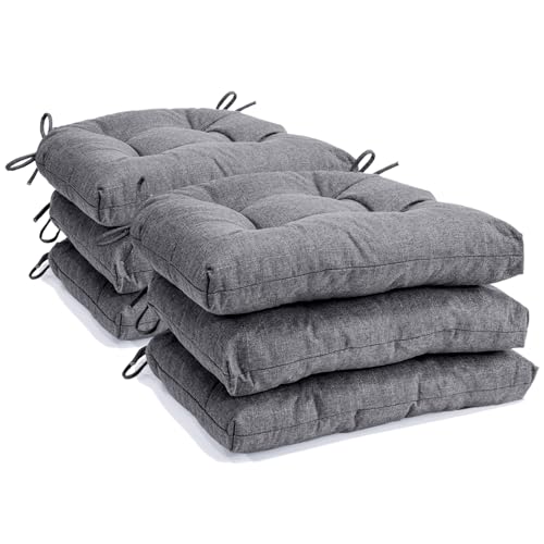 Chair Cushions for Dining Chairs Set of 6, Kitchen Chair Pads | Non Slip Chair Cushions with Ties, Tufted Memory Foam Seat Chair Pads, Light Gray - color: Light Gray, size: Pack of 6