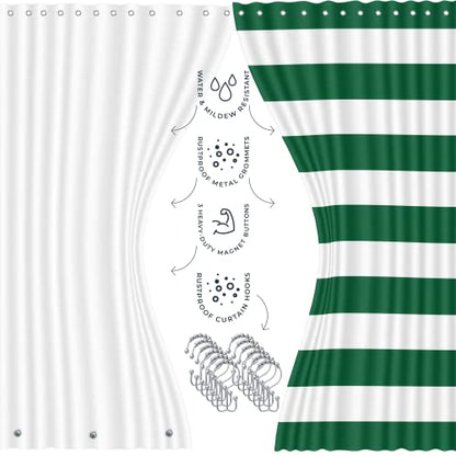 Clara Clark Bathroom Set - Green Bathroom Accessories Set, Bathroom Sets with Shower Curtain and Rugs, 23PC Shower Curtain Set with Liner, Soap Dispenser, Soap Dish, Toilet Brush Holder, and Trash Can - color: Hunter Green, size: Complete Set + Bath Rugs
