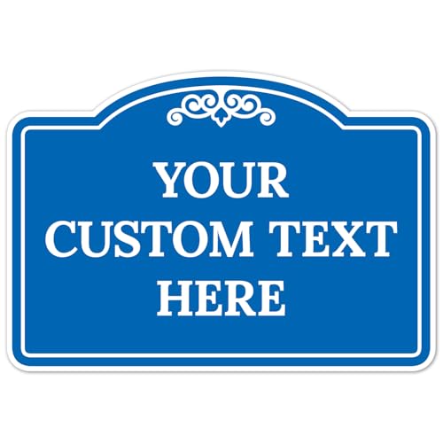 Custom Decorative Sign, Personalized Metal Sign for Business, Driveway, Home, Airbnb, Office Door Plaque, Blue Background Sign, 7x10 Inches, ACM, Fade Resistant, Made in USA by Sigo Signs - color: Blue Background, size: 10x7
