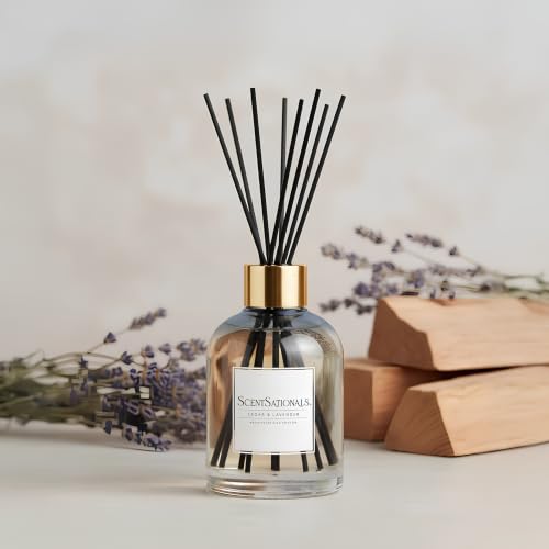 ScentSationals Cedar & Lavender Water-Based Reed Diffuser - 5 FL OZ | Lavender, White Cedar, & Mahogany Scented Aromatherapy Reed Diffuser