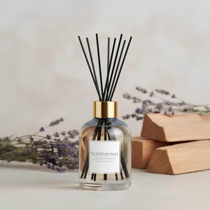 ScentSationals Cedar & Lavender Water-Based Reed Diffuser - 5 FL OZ | Lavender, White Cedar, & Mahogany Scented Aromatherapy Reed Diffuser