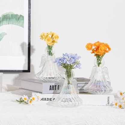 XXXFLOWER Plant Propagation Station Angel Glass Terrarium | Plant Starter Vases for Plant Cuttings Set of 3 Flower Vase for Hydroponics Plants Gifts for Plant Lovers Office Desk Decor - size: 3 Angel