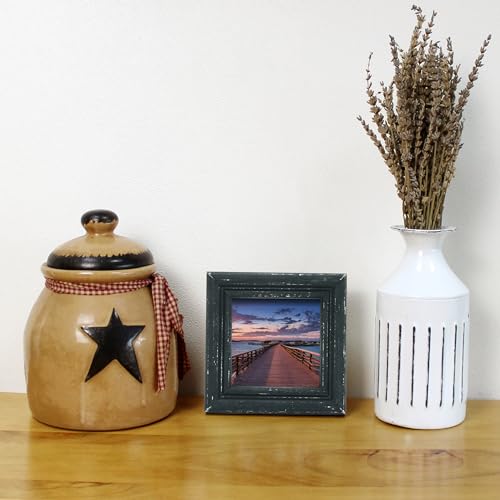 4x4 Picture Frame Made of Solid Wood High Definition Glass Rustic Antique Designs Small Photo Frame for Tabletop Display and Wall Mounting, Distress Black - color: Distress Black B, size: 4" X 4"