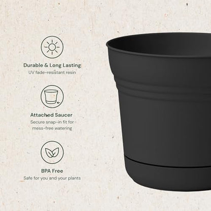 Bloem SP1000 10 in. Saturn Planter, Black - color: Multicoloured, size: 10"
