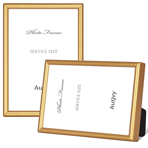 3.5x5 Picture Frame 2 Pack Matte Gold Aluminum HD Glass | Modern Simple Thin Aluminum Metal, Tabletop and Wall Display, elegant ornament for daily family photo storage - color: Gold, size: 3.5x5