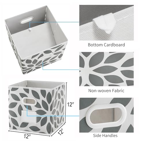 MAX Houser Set of 4 Foldable Fabric Storage Bins with Dual Plastic Handles, Closet Bedroom Drawer Organizer, Grey - color: 27 dark grey