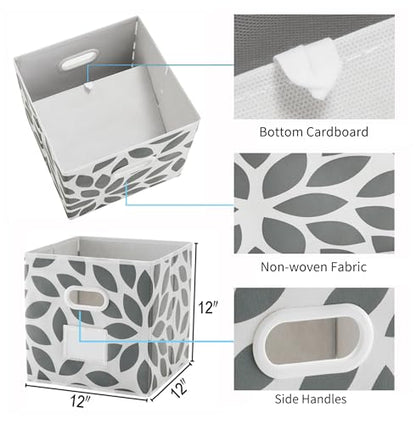 MAX Houser Set of 4 Foldable Fabric Storage Bins with Dual Plastic Handles, Closet Bedroom Drawer Organizer, Grey - color: 27 dark grey