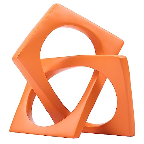 DOVDOV Geometric Cube Orange Knot Decorations, Geometric Sculptures, Modern Home Decorations for Home Decor Accents, Dining Tables, on Shelves, Consoles, entryway Tabletop centrepieces - color: Orange