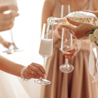 Champagne Flutes: Champagne Glasses Set of 2 for Wedding Toasts | Clear hand-blown glass pair for prosecco, weddings, anniversaries, birthdays, home bars and parties; gift-ready packaging