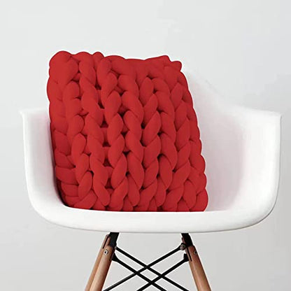 Arm Knitting Yarn for Chunky Yarn Giant Tubular Crochet Making Blanket DIY,Hand Knitting Braided Knot Throw Washable Tube Bulky for Weave Craft Crochet (Red,0.55lb)