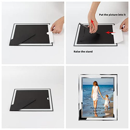 Hoikwo Bulk 8x10 Picture Frames, 4 Packs Silver Photo Frames 8 by 10, Glass Wedding Frames 8x10, Clear Mirror Wedding Photo Frames, Only for Tabletop Display Vertically or Horizontally - size: 8x10-4 Frames
