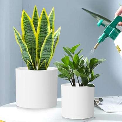 Large Plant Pots Set of 3 – 8", 9", 10" Indoor Flower Pots with Drainage Holes and Saucers, Big Planters for Monstera, Fiddle Leaf Fig, Snake Plant – 5 Colors - color: White