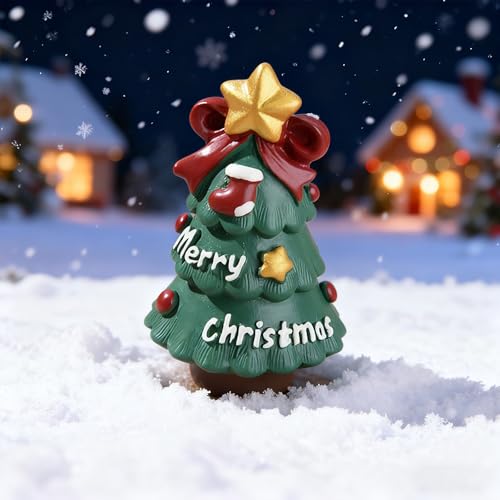 Christmas Cute Tree Statue Figurines Desk Ornament Xmas Decorations Cartoon Mini Christmas Tree Figurines for Festive Home and Office Desktop Decor Display Ornaments - color: Cute Christmas Star Tree