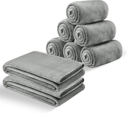 MOONLIGHT20015 Light Grey Fleece Blanket King Size, Pack of 8 – Soft 400 GSM Plush Microfiber Rust King Size Blanket, Warm Lightweight King Blanket for The Bed, Bulk Value Pack 108x90 Inches, Silver - color: Light Grey, size: King (Pack of 8)