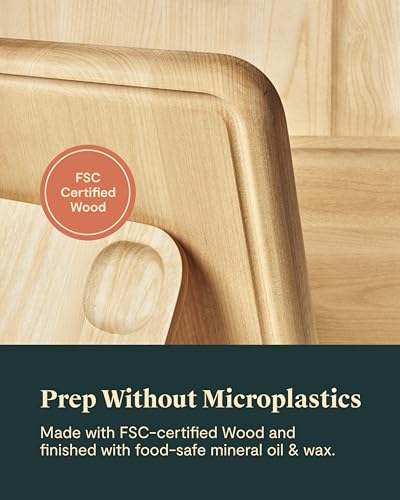 Caraway 10 x 7" Small Wood Cutting Board | Double Sided Wood Cutting Board, Made From FSC-Certified Birch Wood, Food-Safe Mineral Oil and Wax Finish - size: 10"L x 7"W