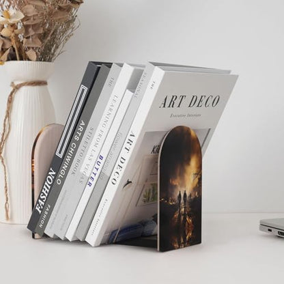 Firefighters Fighting Fires Wooden Bookends - Office Book Storage Rack, Non-Slip, Suitable for Study Room, Classroom and Library