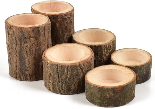 Yikko Wooden Tea Light Candle Holders, Personalized Wooden Votive Tealight Holder for Wedding Centerpieces for Table, Wedding |Birthday Party |Valentine's Day |Home Decoration - Set of 6 - size: Set of 6 (0.98", 1.65", 2.75")