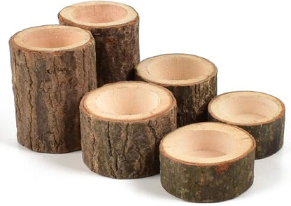Yikko Wooden Tea Light Candle Holders, Personalized Wooden Votive Tealight Holder for Wedding Centerpieces for Table, Wedding |Birthday Party |Valentine's Day |Home Decoration - Set of 6 - size: Set of 6 (0.98", 1.65", 2.75")