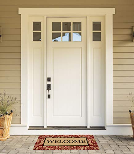 DII Natural Coir Doormat Outdoor Welcome Mat, 17x29, Damask - color: Damask