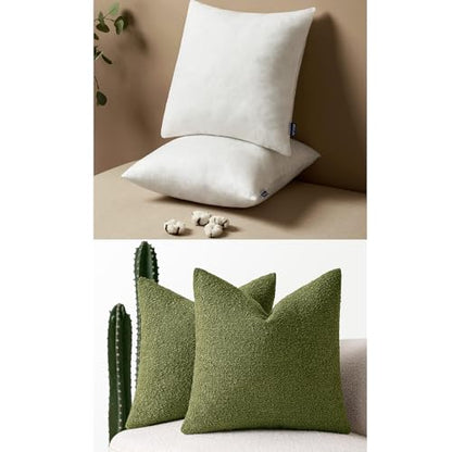 MIULEE 18x18 Pillow Insert Throw Pillow Insert 18x18 Inch Decorative Couch Pillow Covers Textured Boucle Accent Solid Throw Pillow Covers