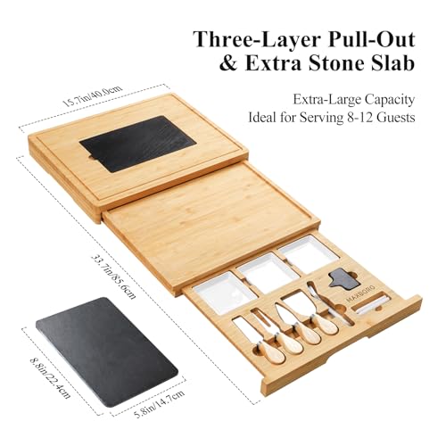 Extra Large Charcuterie Boards Gift Set and Double-Drawer Charcuterie Board Set