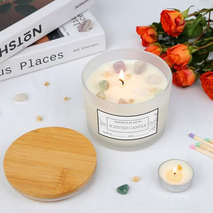 CONNOO 8 Pack 12 OZ Frosted Glass Wide Mouth Candle Jars | Airtight Bamboo Lids, Sticky Warning Labels, Empty Container Bulk, Dishwasher Safe - color: Frosted
