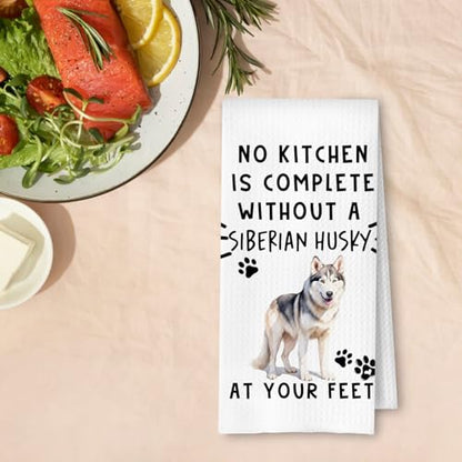 Siberian Husky Funny Dog Kitchen Dish Towels - Siberian Husky Waffle Weave Hand Towels,A Kitchen is Not Complete Dish Towel for Home Bathroom,Dog Lovers Gift,16×24 Inch - color: Siberian at Your Feet