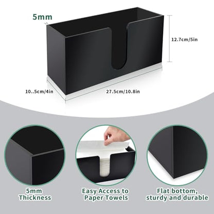 Paper Towel Holder Countertop, Black Acrylic Napkin Dispenser, 1 Pack | Multifold Paper Towel Dispenser for Z-Fold, C-Fold, MultiFold, Trifold; Bathroom, Toilet, Kitchen, Restaurant Countertop Use - color: Black