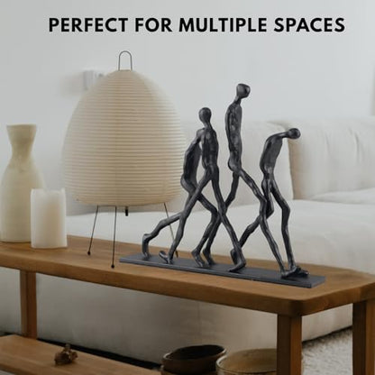 Abstract Four Figures Sculpture Cast Iron Giacometti Style Team Charging Forward Statue, Modern Art Home Office Decor, Motivational Human Figure Figurine for Desk Shelf – Corporate Executive Team Gift - style: Four walking man