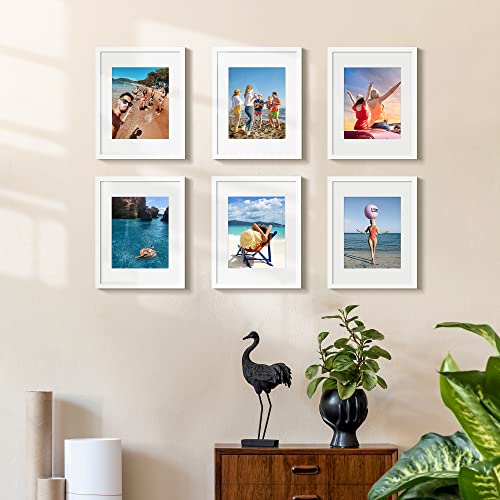 upsimples 11x14 Picture Frame Set of 10, Display Pictures 8x10 with Mat or 11x14 Without, Multi Photo Frames Collage for Wall Display, White | Fit 8x10 with Mat and 11 x 14 Photos, Wall or Tabletop Display, For Gallery Hallway Living Room, For Christmas W