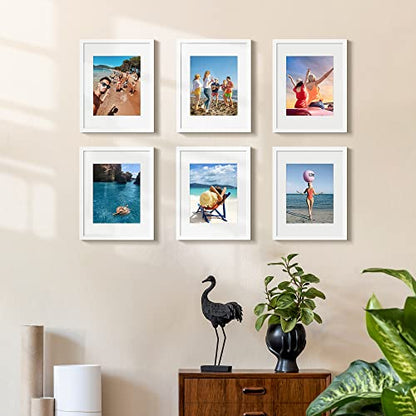 upsimples 11x14 Picture Frame Set of 10, Display Pictures 8x10 with Mat or 11x14 Without, Multi Photo Frames Collage for Wall Display, White | Fit 8x10 with Mat and 11 x 14 Photos, Wall or Tabletop Display, For Gallery Hallway Living Room, For Christmas W